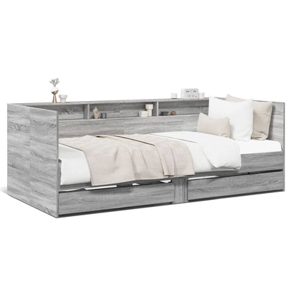 Slaapbank met lades zonder matras 90x200 cm grijs sonoma eiken