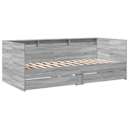 Slaapbank met lades zonder matras 90x200 cm grijs sonoma eiken