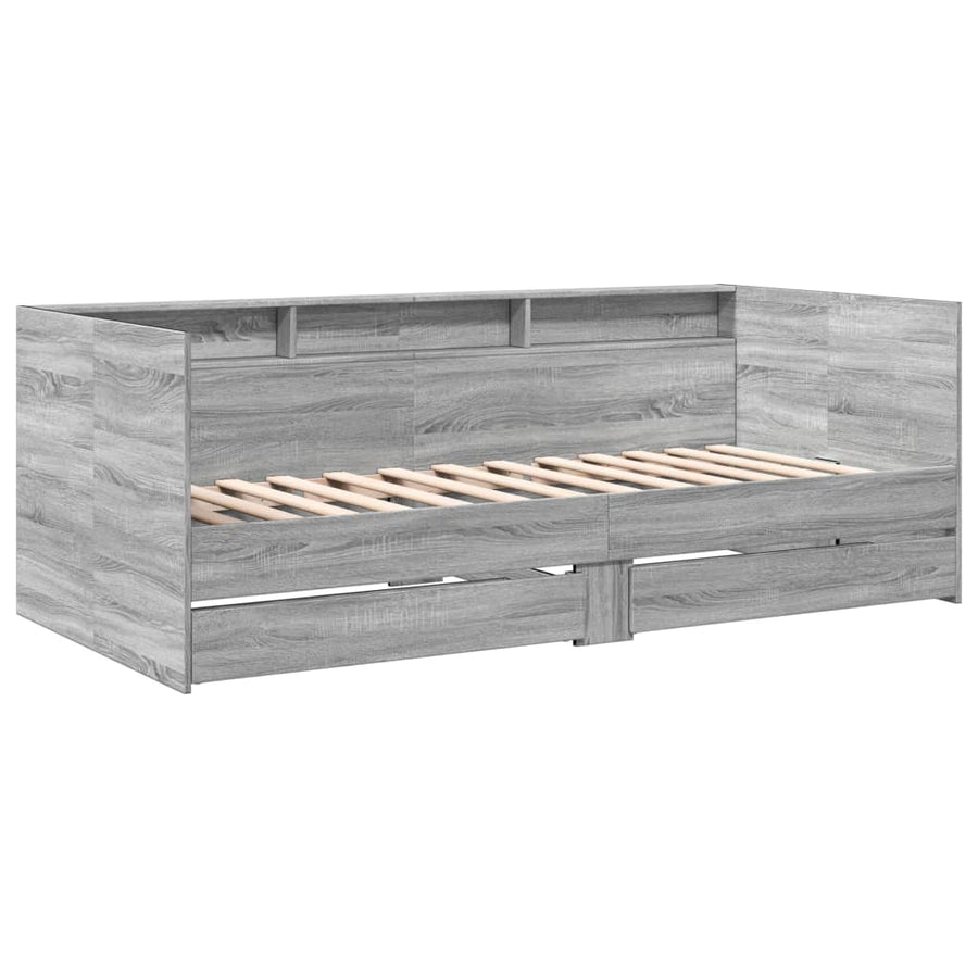 Slaapbank met lades zonder matras 90x200 cm grijs sonoma eiken