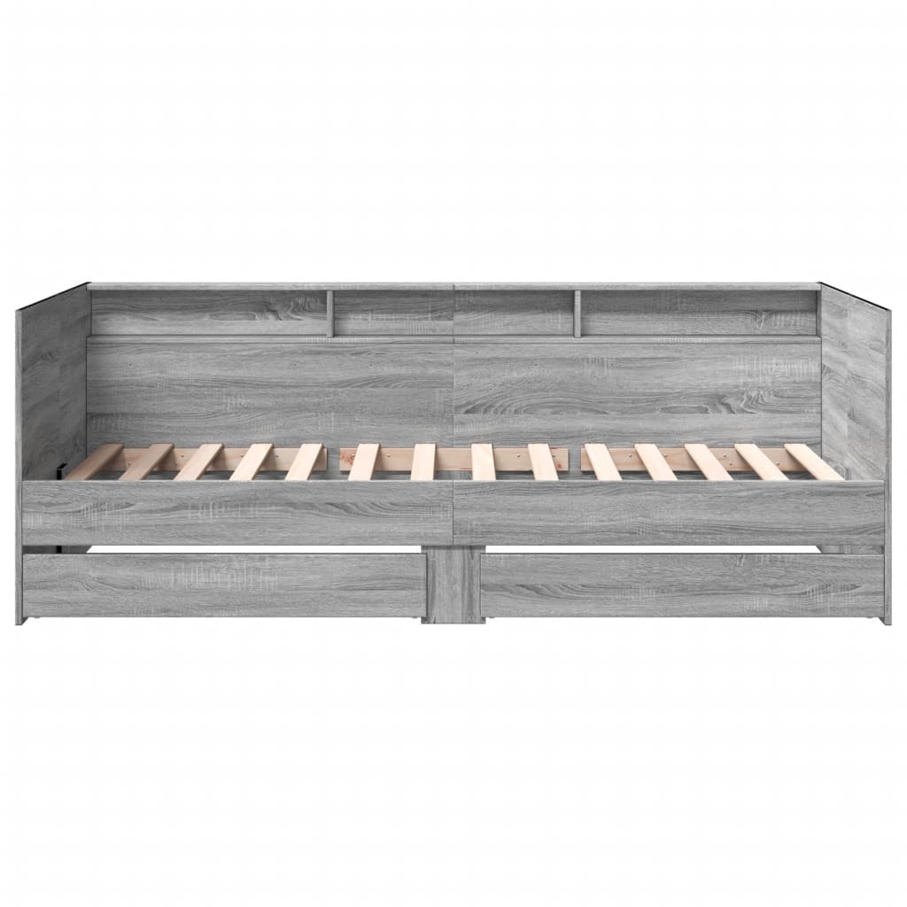 Slaapbank met lades zonder matras 90x200 cm grijs sonoma eiken