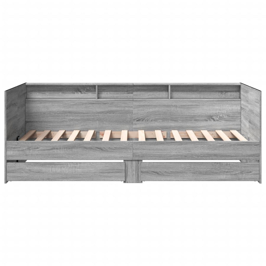 Slaapbank met lades zonder matras 90x200 cm grijs sonoma eiken