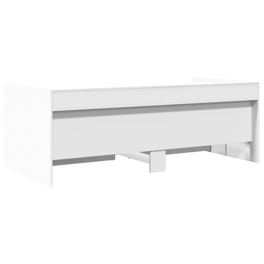 Slaapbank met lades 90x190 cm bewerkt hout wit