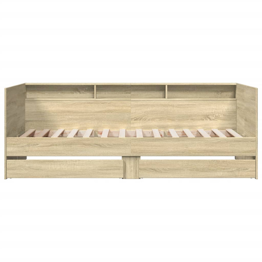 Slaapbank met lades 90x190 cm bewerkt hout sonoma eikenkleurig