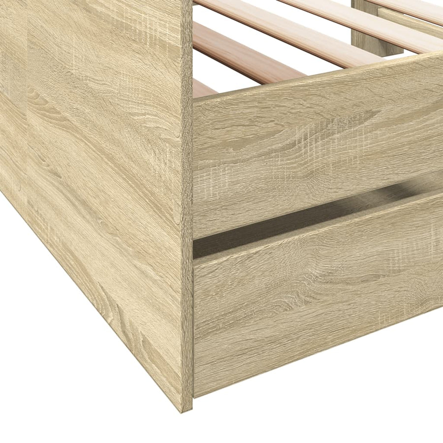 Slaapbank met lades 90x190 cm bewerkt hout sonoma eikenkleurig