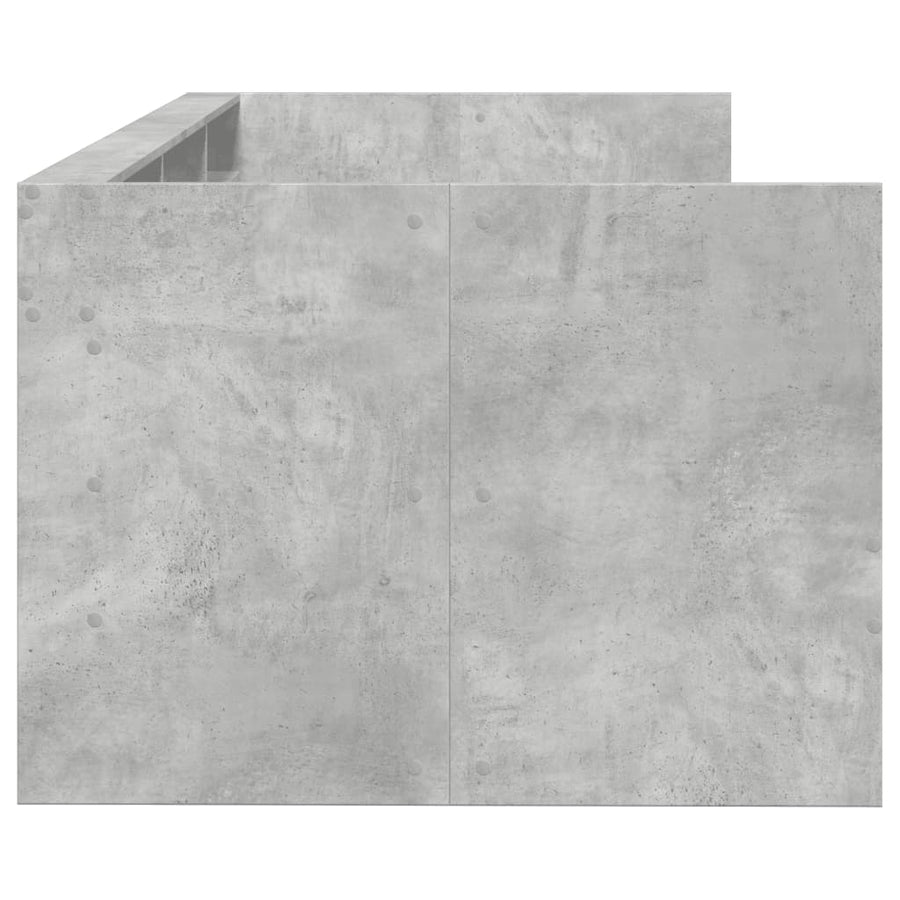 Slaapbank met lades 90x190 cm bewerkt hout betongrijs