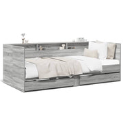 Slaapbank met lades zonder matras 90x190 cm grijs sonoma eiken