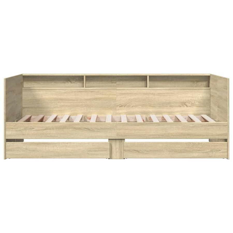 Slaapbank met lades 75x190 cm bewerkt hout sonoma eikenkleurig