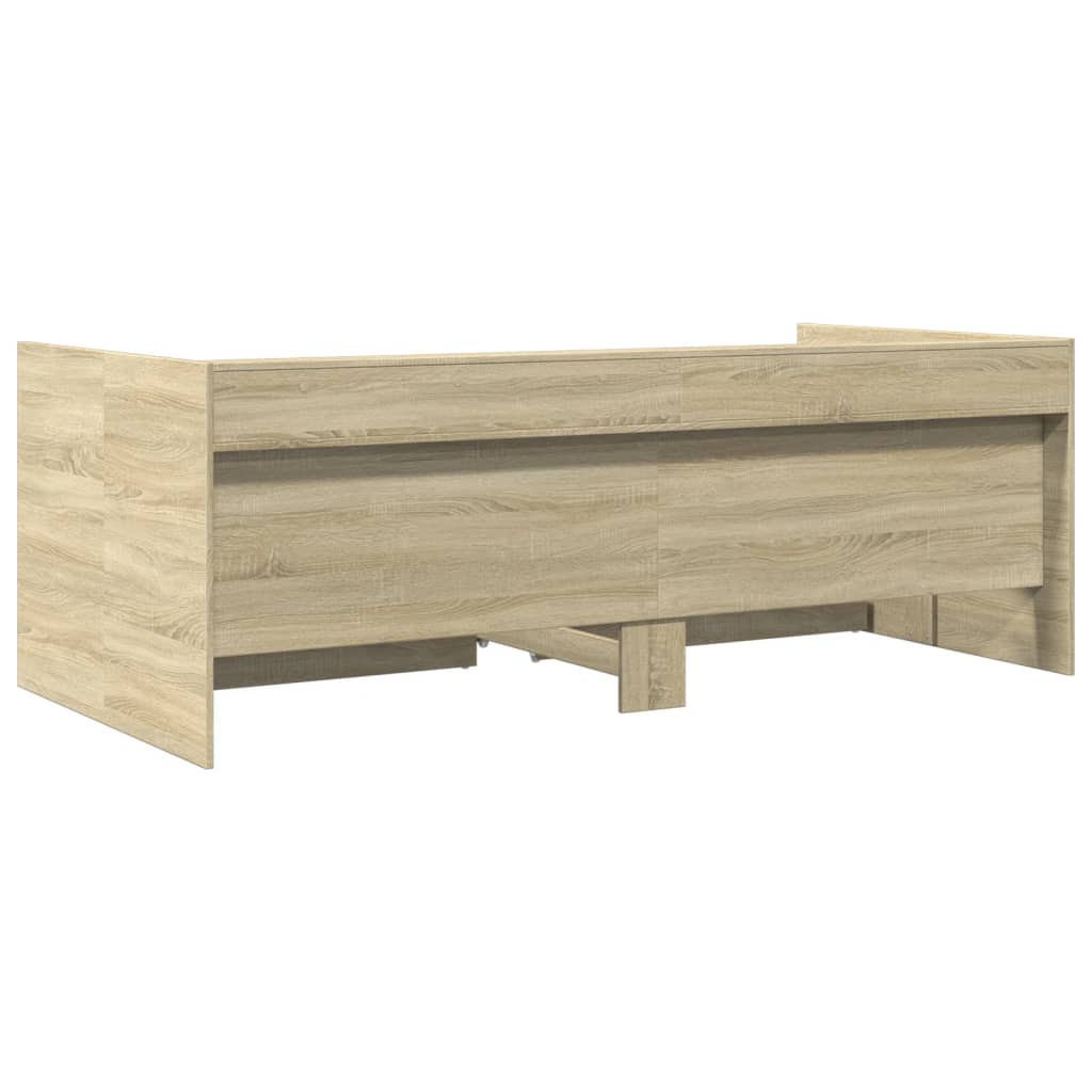Slaapbank met lades 75x190 cm bewerkt hout sonoma eikenkleurig