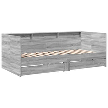Slaapbank met lades 75x190 cm bewerkt hout grijs sonoma eiken
