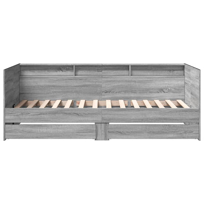 Slaapbank met lades 75x190 cm bewerkt hout grijs sonoma eiken