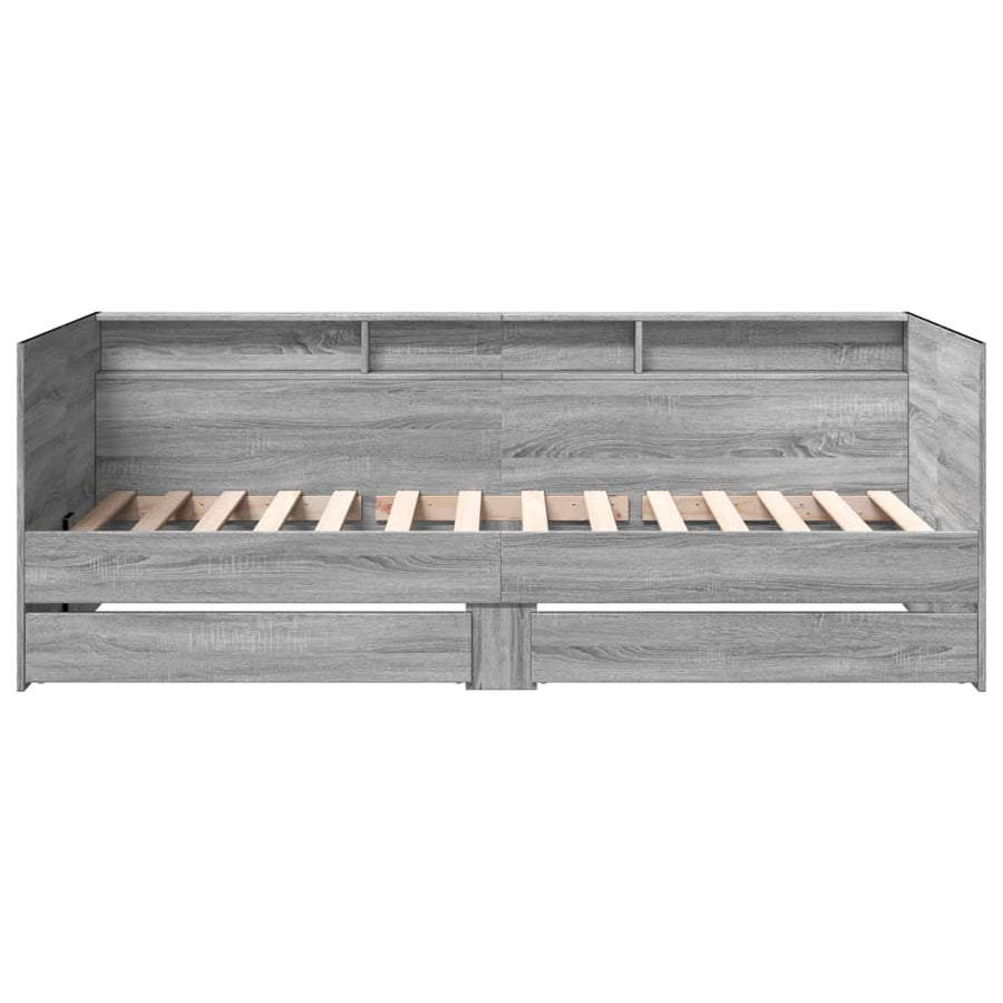 Slaapbank met lades 75x190 cm bewerkt hout grijs sonoma eiken