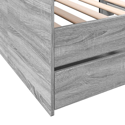 Slaapbank met lades 75x190 cm bewerkt hout grijs sonoma eiken