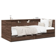 Daybed with drawers without mattress 75x190 cm brown oak effect