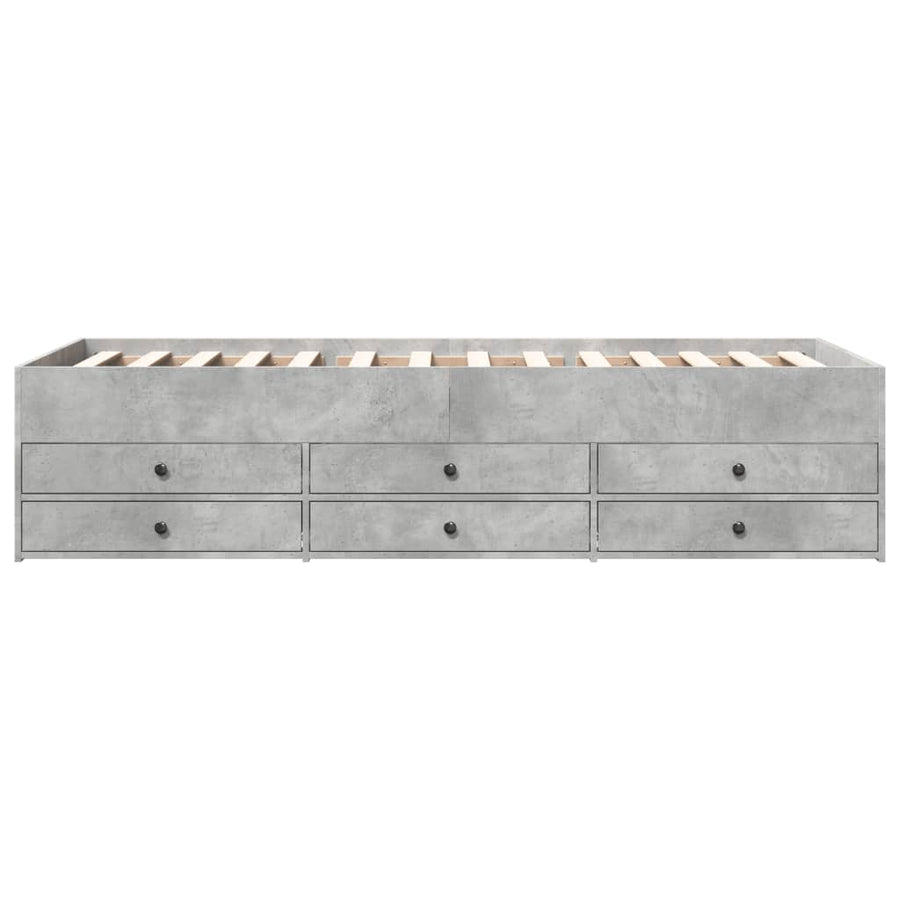 Slaapbank met lades 100x200 cm bewerkt hout betongrijs