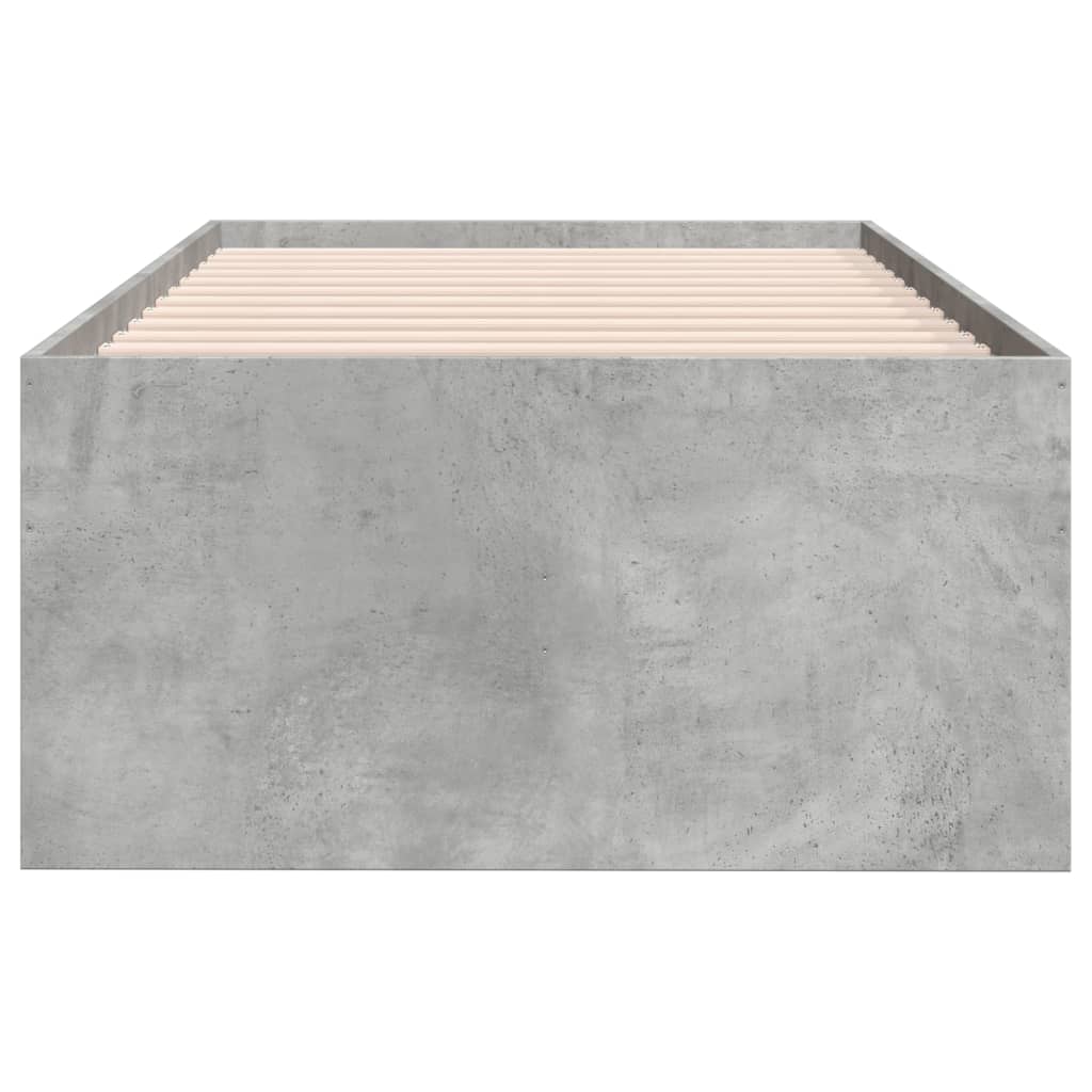 Slaapbank met lades 100x200 cm bewerkt hout betongrijs