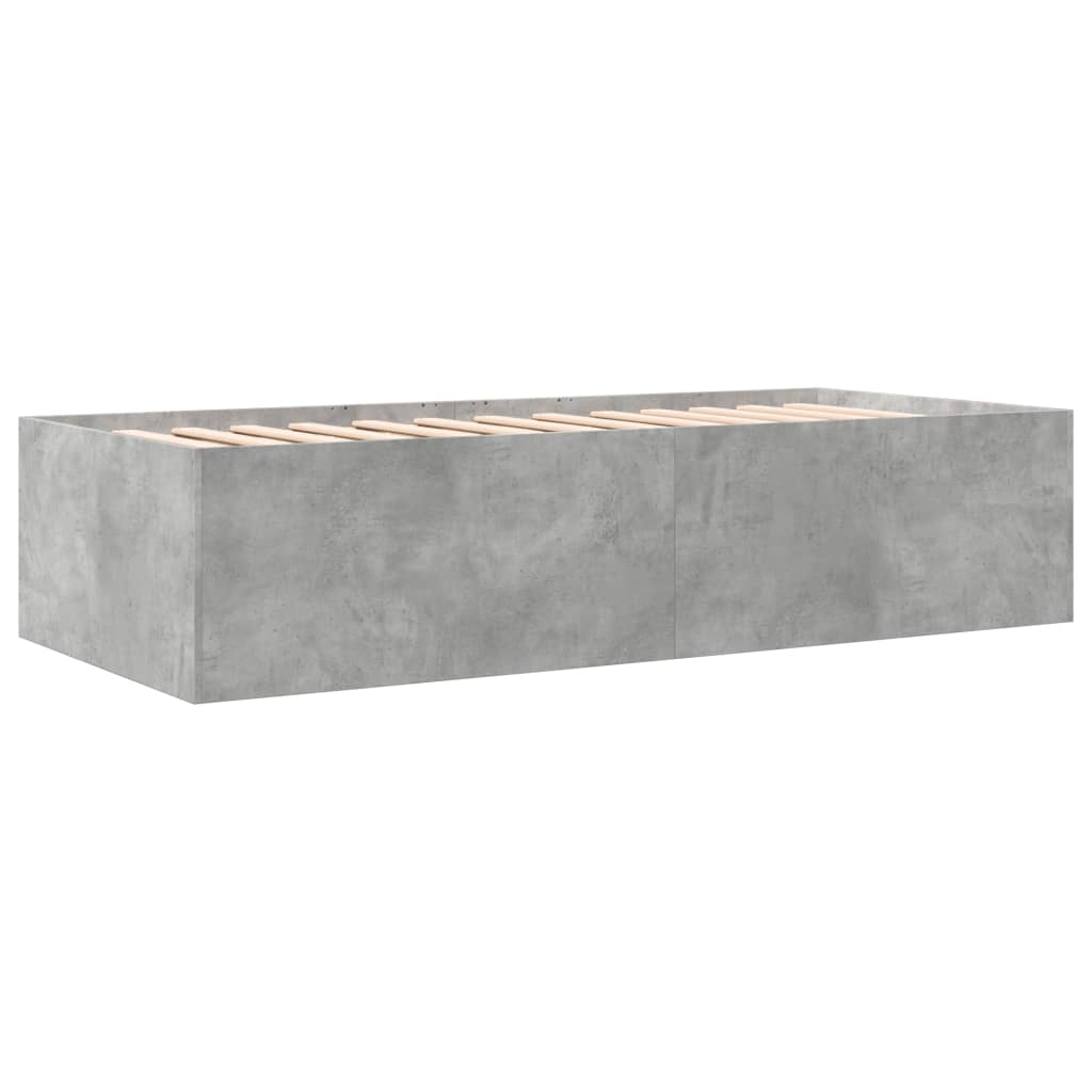 Slaapbank met lades 100x200 cm bewerkt hout betongrijs