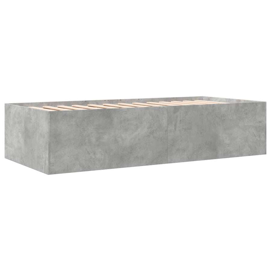 Slaapbank met lades 100x200 cm bewerkt hout betongrijs