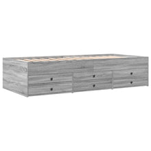 Slaapbank met lades 100x200 cm bewerkt hout grijs sonoma eiken