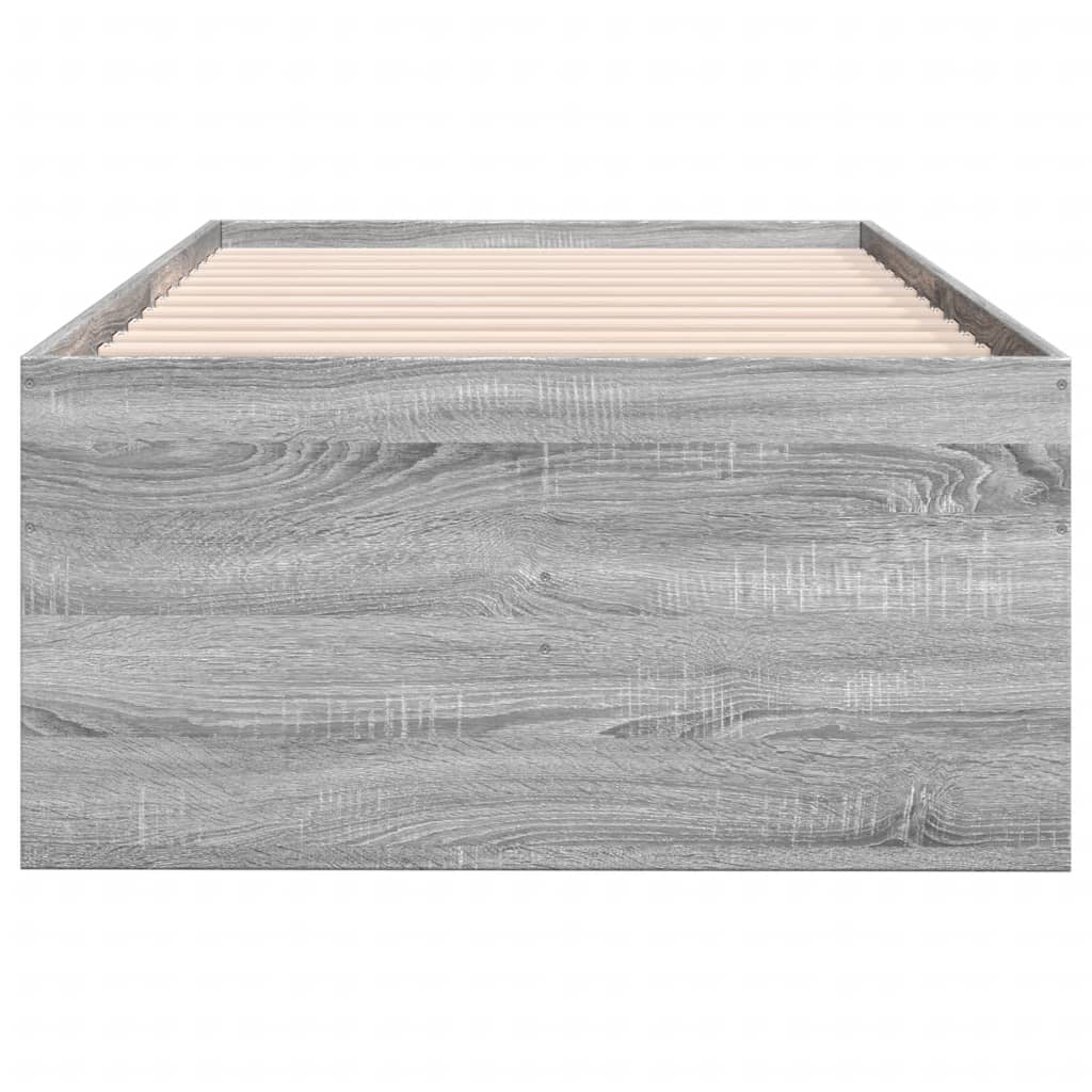 Slaapbank met lades 100x200 cm bewerkt hout grijs sonoma eiken