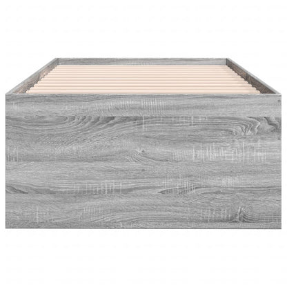 Slaapbank met lades 100x200 cm bewerkt hout grijs sonoma eiken