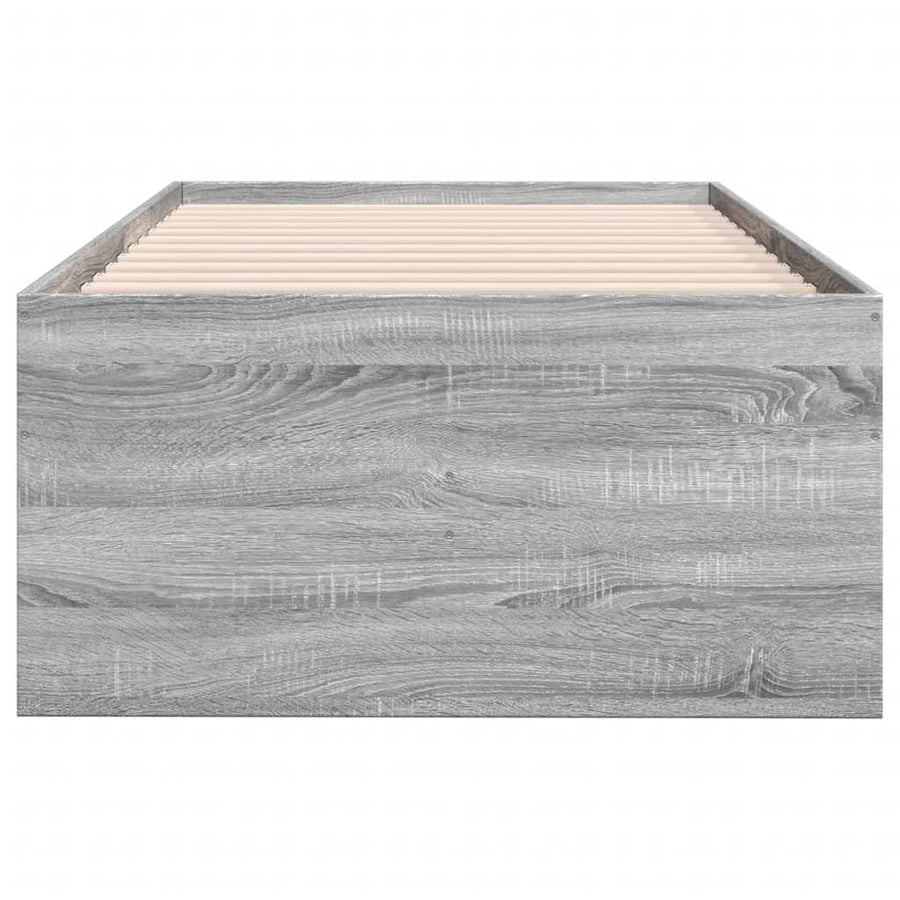Slaapbank met lades 100x200 cm bewerkt hout grijs sonoma eiken