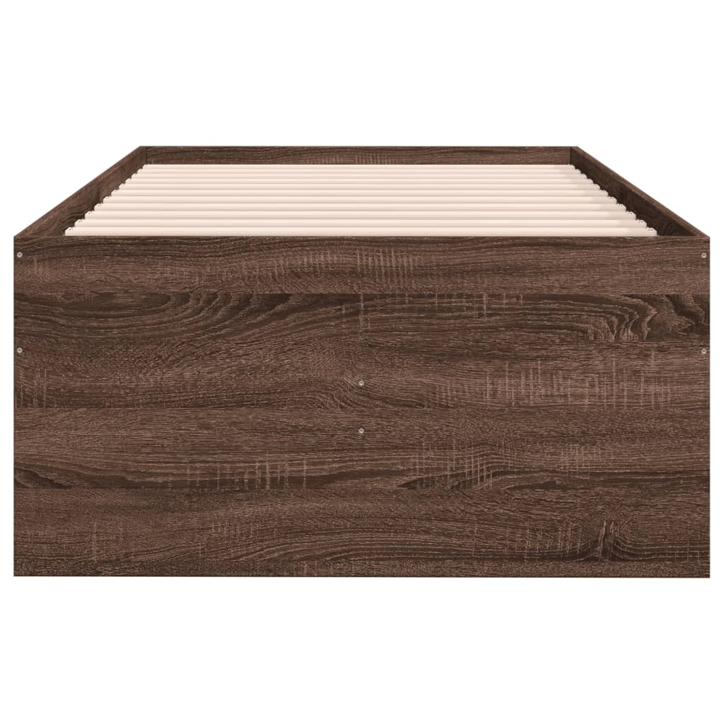 Slaapbank met lades 100x200 cm bewerkt hout bruin eikenkleurig