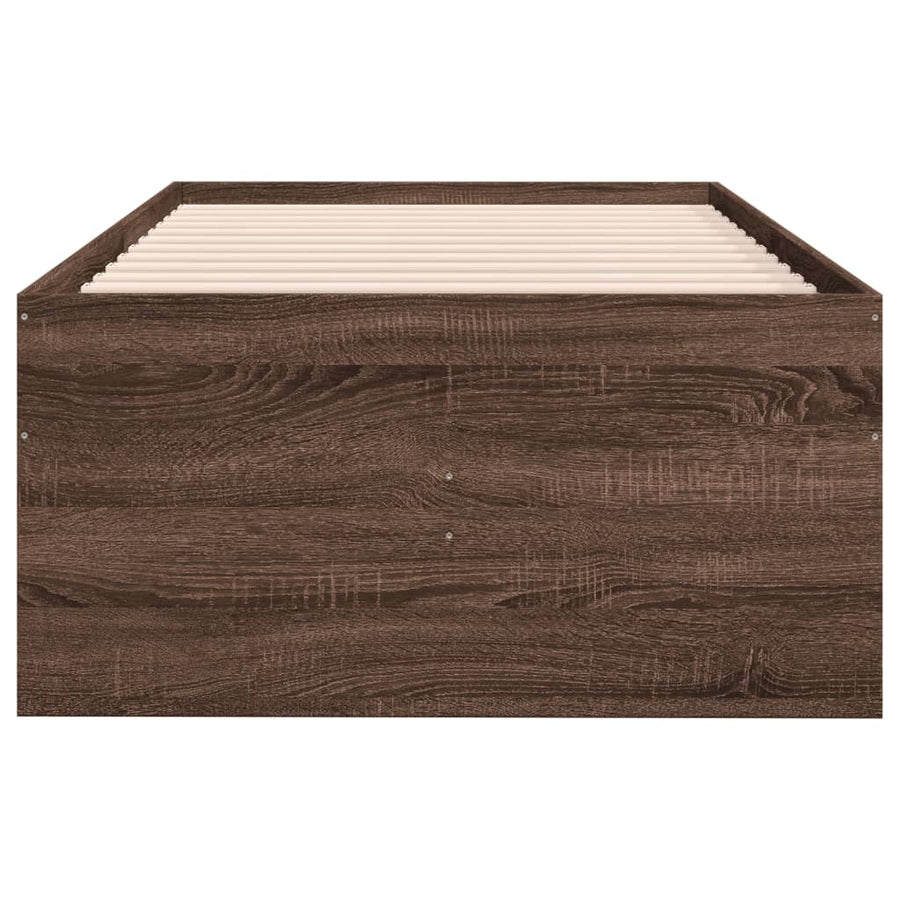 Slaapbank met lades 100x200 cm bewerkt hout bruin eikenkleurig