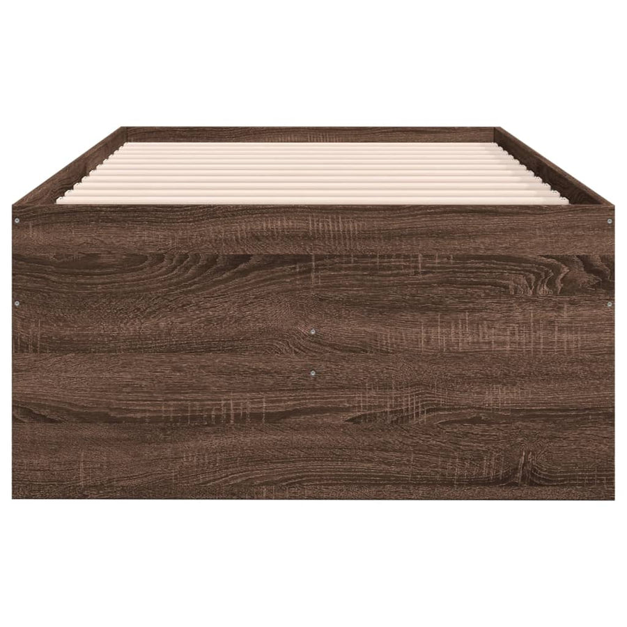 Slaapbank met lades 90x200 cm bewerkt hout bruin eikenkleurig