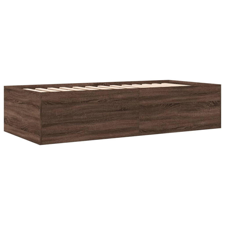 Slaapbank met lades 90x200 cm bewerkt hout bruin eikenkleurig
