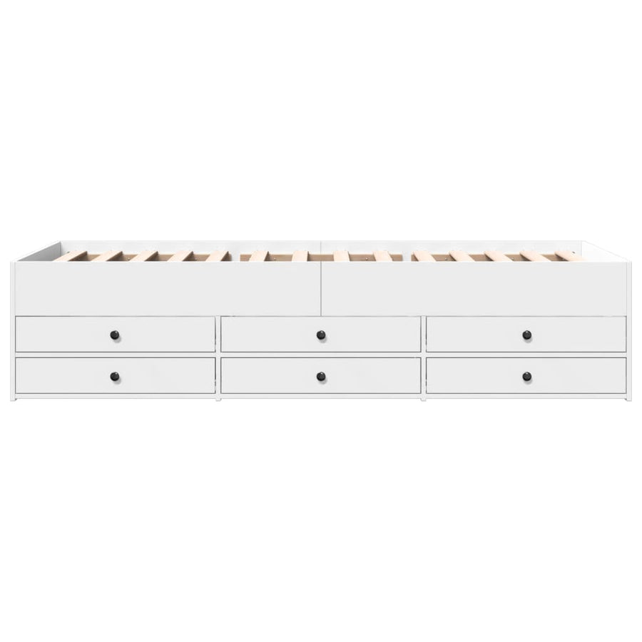 Slaapbank met lades 90x190 cm bewerkt hout wit