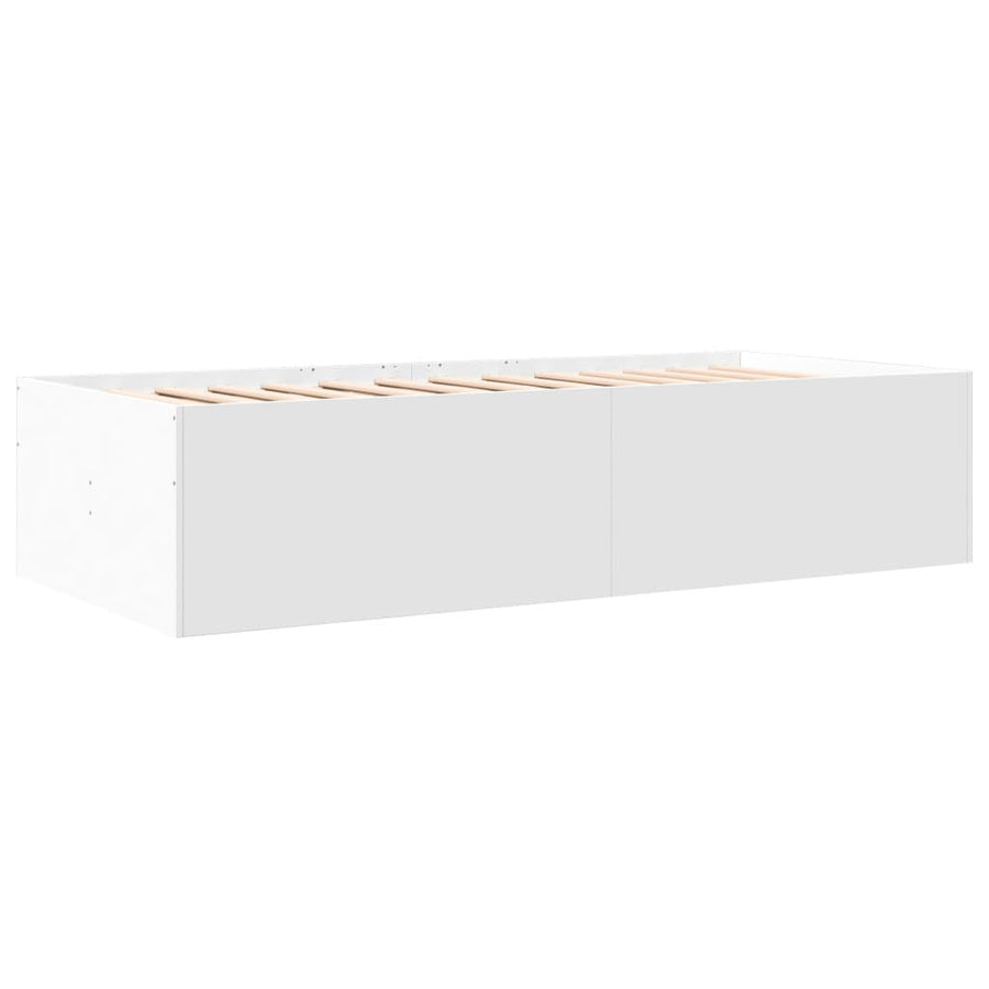 Slaapbank met lades 90x190 cm bewerkt hout wit