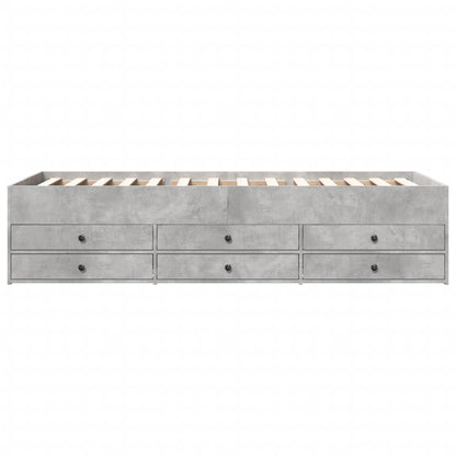 Slaapbank met lades 90x190 cm bewerkt hout betongrijs