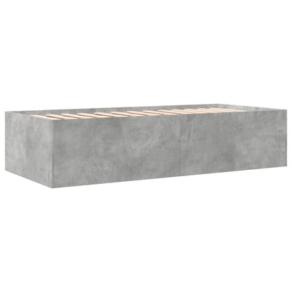 Slaapbank met lades 90x190 cm bewerkt hout betongrijs