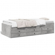 Slaapbank 90x190 cm betongrijs met 6 lades
