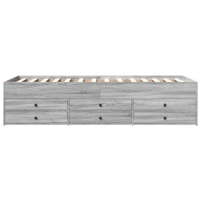Slaapbank met lades 90x190 cm bewerkt hout grijs sonoma eiken