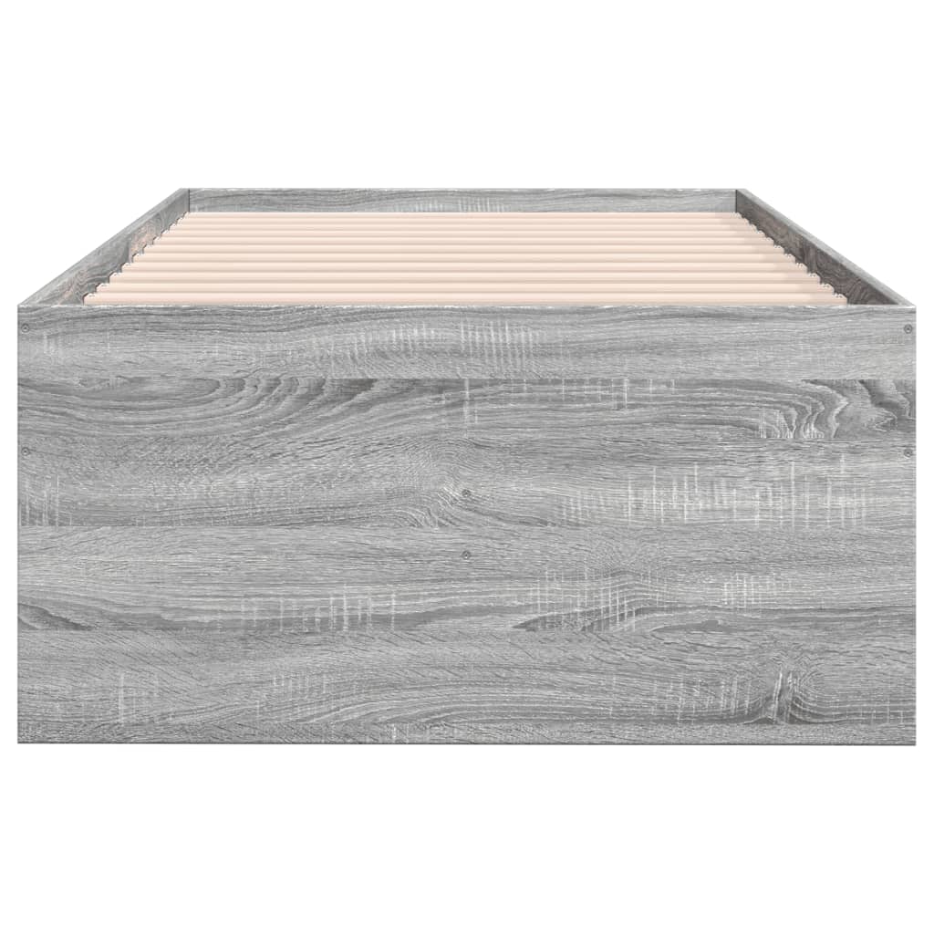 Slaapbank met lades 90x190 cm bewerkt hout grijs sonoma eiken
