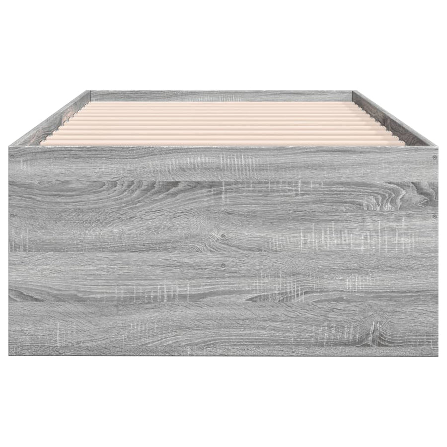 Slaapbank met lades 90x190 cm bewerkt hout grijs sonoma eiken