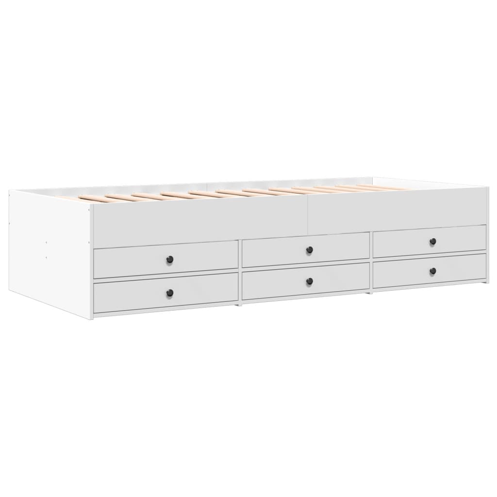 Slaapbank met lades 75x190 cm bewerkt hout wit