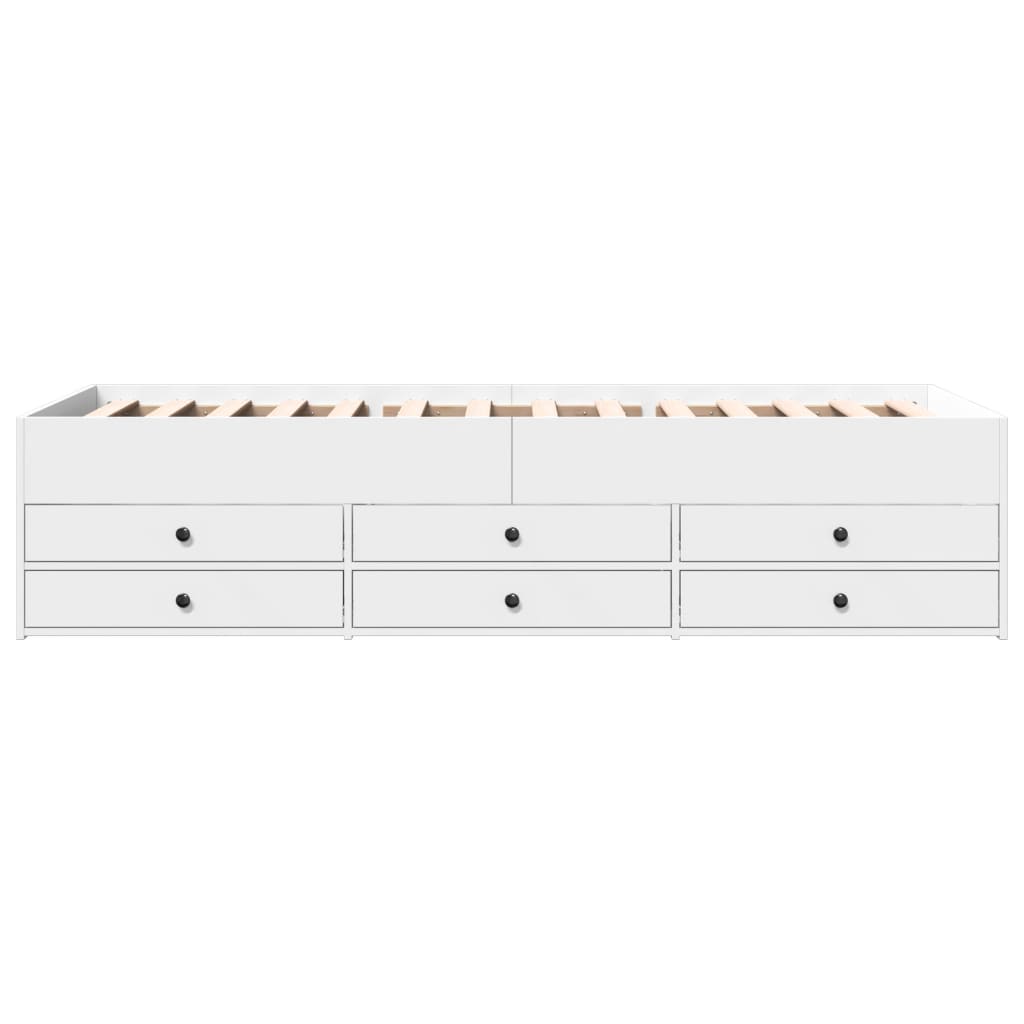 Slaapbank met lades 75x190 cm bewerkt hout wit