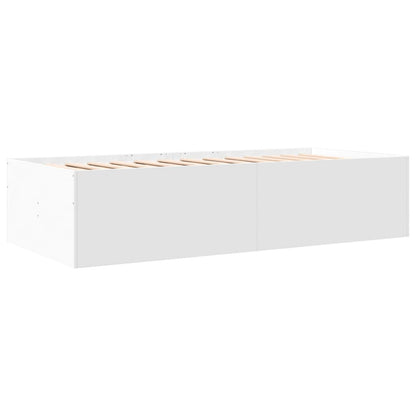 Slaapbank met lades 75x190 cm bewerkt hout wit