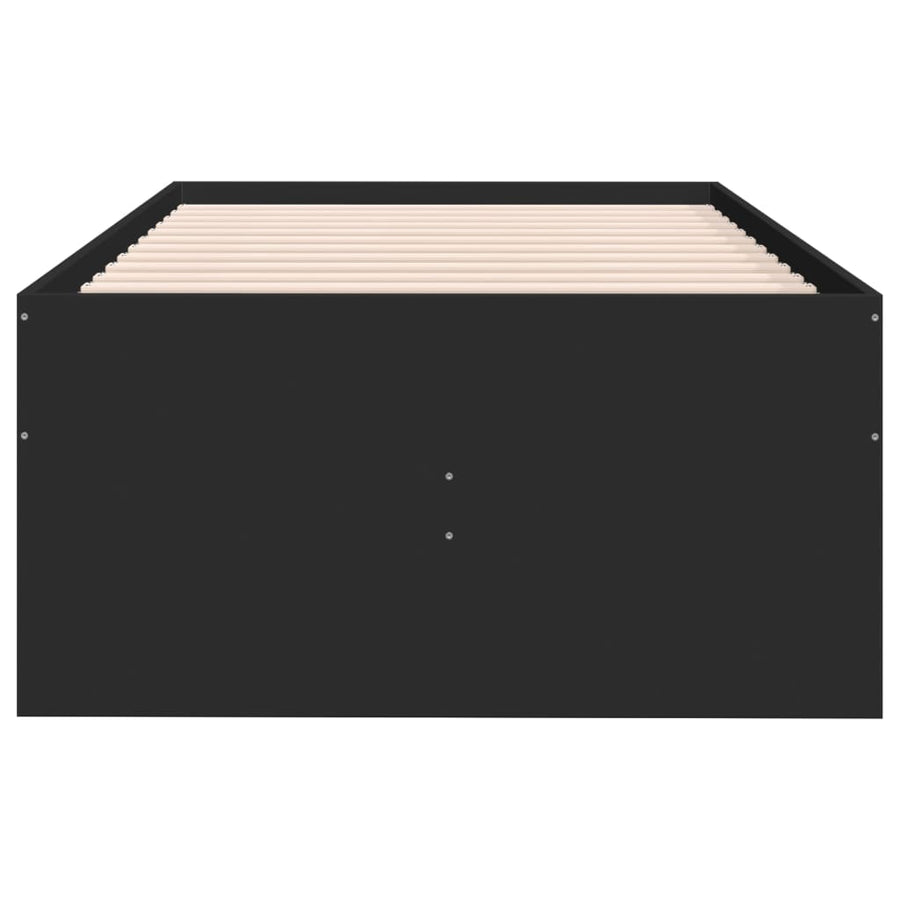 Slaapbank met lades 75x190 cm bewerkt hout zwart