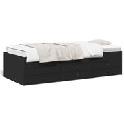 Slaapbank 75x190 cm zwart met lades