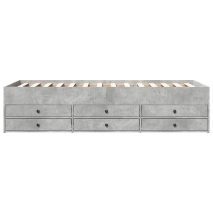 Slaapbank met lades 75x190 cm bewerkt hout betongrijs