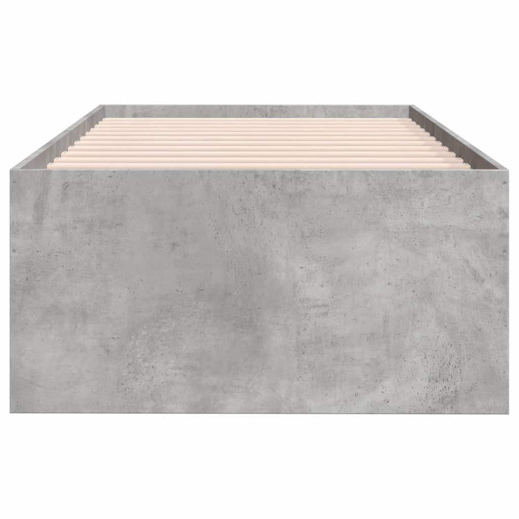 Slaapbank met lades 75x190 cm bewerkt hout betongrijs