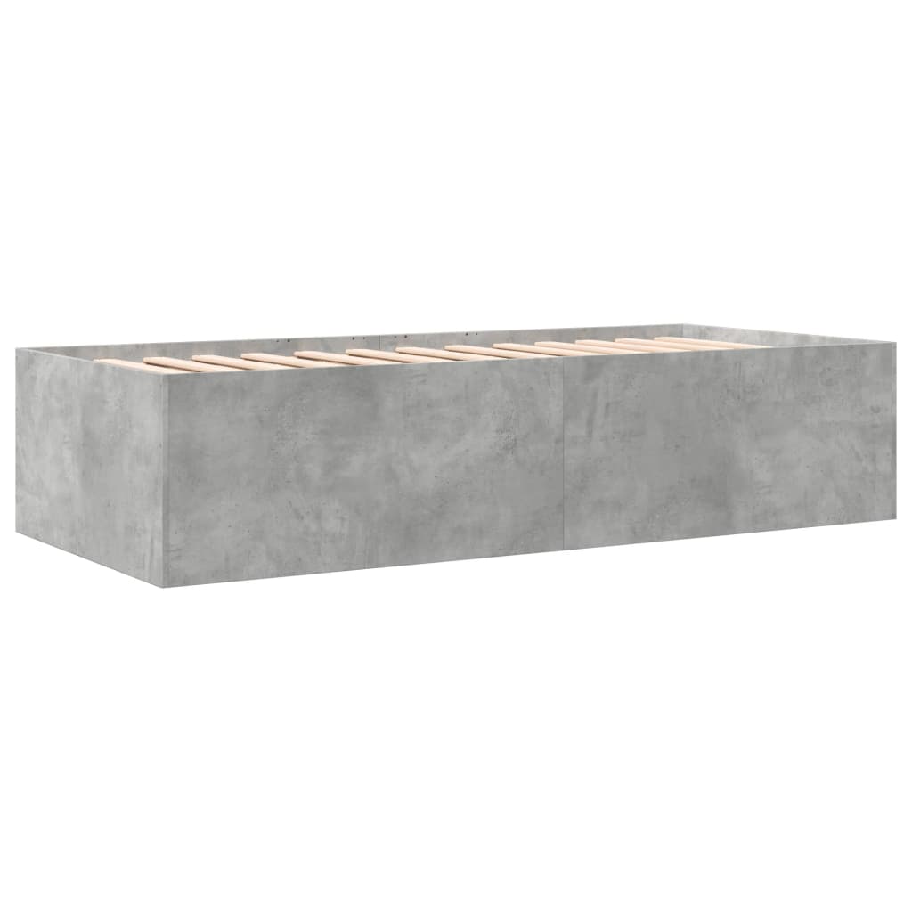 Slaapbank met lades 75x190 cm bewerkt hout betongrijs