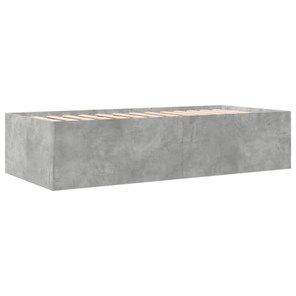 Slaapbank met lades 75x190 cm bewerkt hout betongrijs