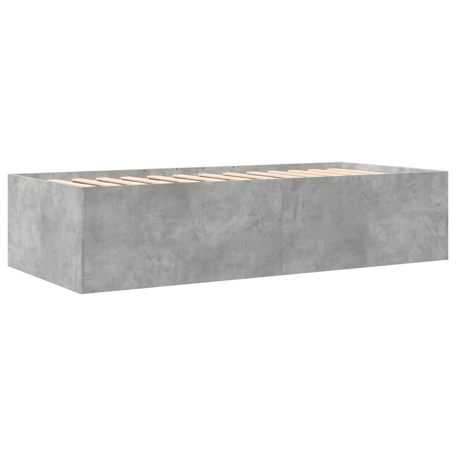 Slaapbank met lades 75x190 cm bewerkt hout betongrijs