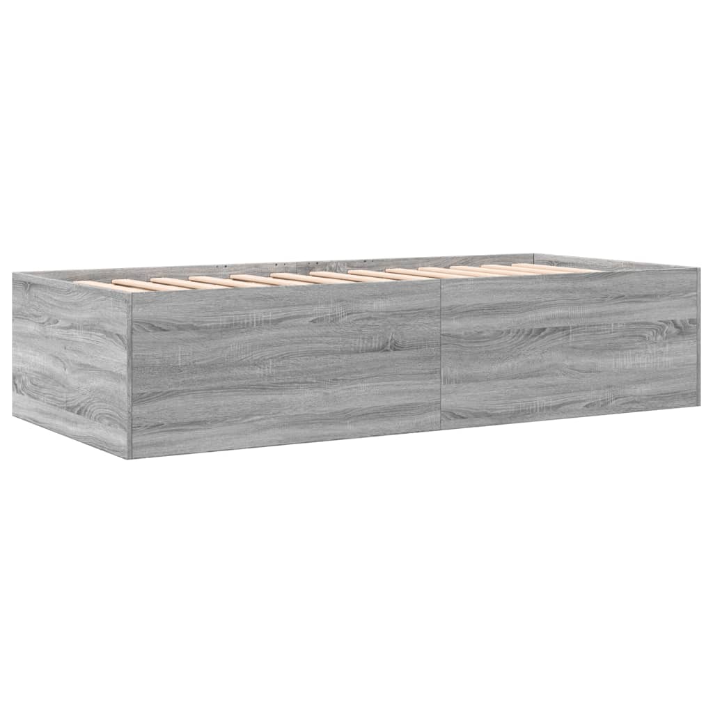 Slaapbank met lades 75x190 cm bewerkt hout grijs sonoma eiken