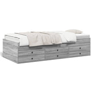 Slaapbank met lades 75x190 cm grijs sonoma eiken
