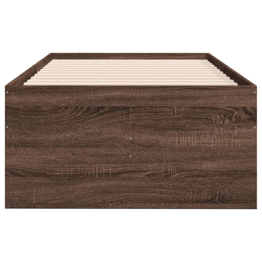 Slaapbank met lades 75x190 cm bewerkt hout bruin eikenkleurig